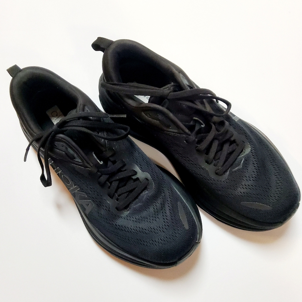 Hoka One One W Bondi 8 9.5B Black Running Shoes 1127952 BBLC - Picture 4 of 8